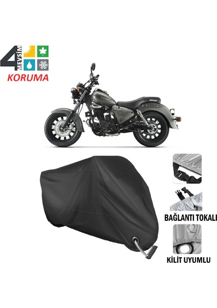 Keeway Land Cruiser 250 Branda Motosiklet Brandası Bağlantı ve Kilit Uyumlu Siyah