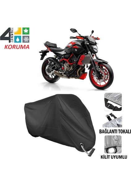 Yamaha Mt-07 Motocage Branda Motosiklet Brandası Bağlantı ve Kilit Uyumlu Siyah