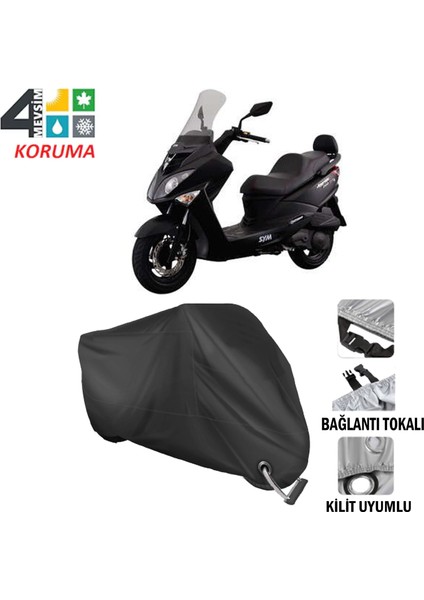 Sym Joyride Evo 200I Branda Motosiklet Brandası Bağlantı ve Kilit Uyumlu Siyah