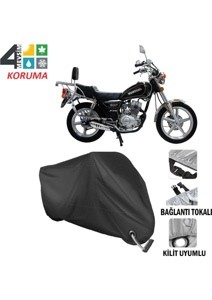 Mondial 150 Kt Motosiklet Branda Bağlantı ve Kilit Uyumlu Siyah