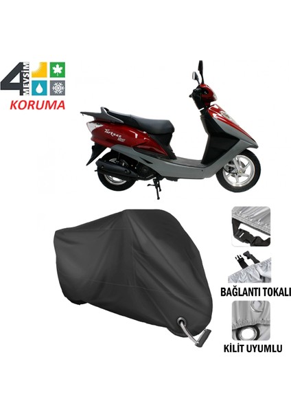 Mondial 125 Nt Turkuaz Motosiklet Branda Bağlantı ve Kilit Uyumlu Siyah