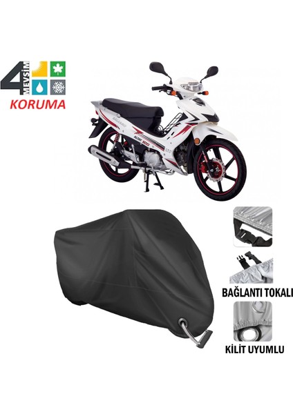 Salcano Altay 100 Branda Motosiklet Brandası Bağlantı ve Kilit Uyumlu Siyah