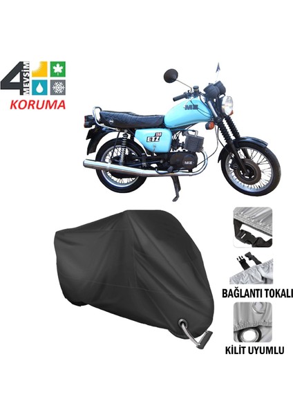 Mz Etz 251 Branda Motosiklet Brandası Bağlantı ve Kilit Uyumlu Siyah