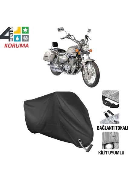 Mondial 250 Mct Motosiklet Branda Bağlantı ve Kilit Uyumlu Siyah