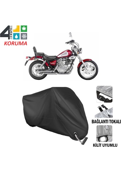 Keeway Super Shadow 250 Branda Motosiklet Brandası Bağlantı ve Kilit Uyumlu Siyah