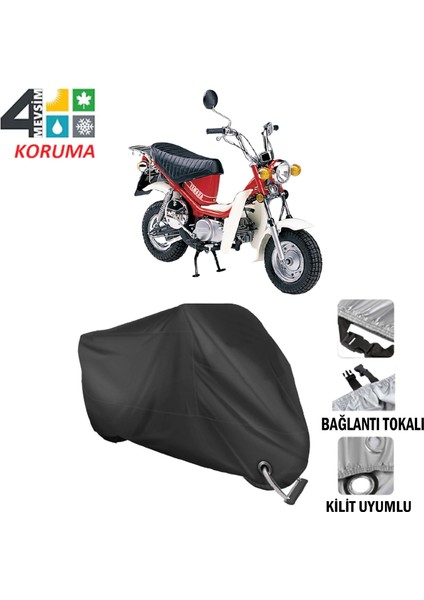 Yamaha Lb 70 Chappy Branda Motosiklet Brandası Bağlantı ve Kilit Uyumlu Siyah