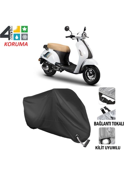 Motoran Allegro Branda Motosiklet Brandası Bağlantı ve Kilit Uyumlu Siyah