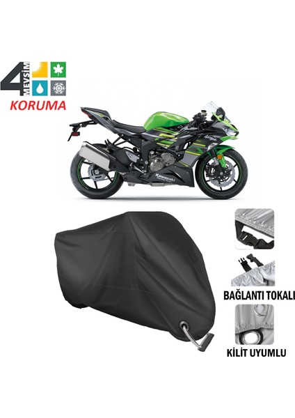 Kawasaki Ninja Zx 636 Branda Motosiklet Brandası Bağlantı ve Kilit Uyumlu Siyah