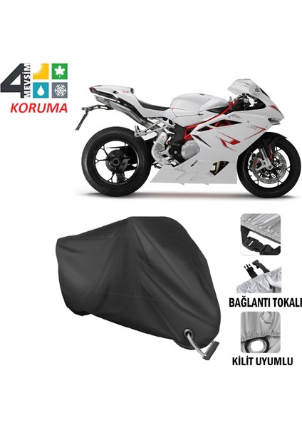 Mv Agusta F4 1000 R Branda Motosiklet Brandası Bağlantı ve Kilit Uyumlu Siyah