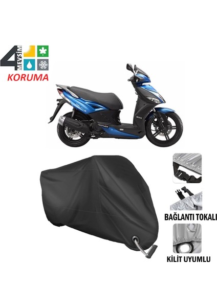 Kymco Agility City 200I Motosiklet Branda Bağlantı ve Kilit Uyumlu Siyah