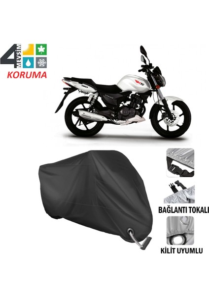 Rks RK150-S Branda Motosiklet Brandası Bağlantı ve Kilit Uyumlu Siyah