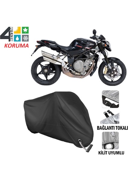 Mv Agusta Brutale 989 R Branda Motosiklet Brandası Bağlantı ve Kilit Uyumlu Siyah