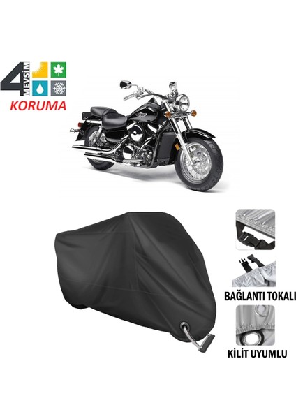 Kawasaki Vn 1500 Branda Motosiklet Brandası Bağlantı ve Kilit Uyumlu Siyah