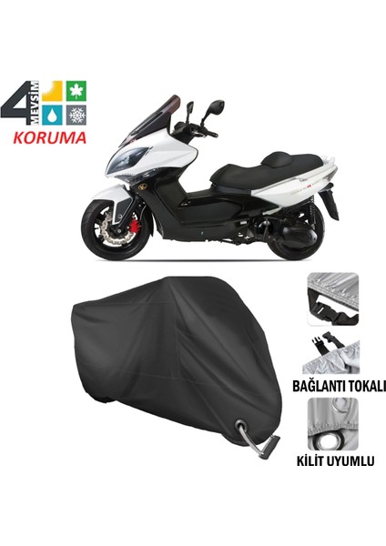 Kymco Xciting 500I R Branda Motosiklet Brandası Bağlantı ve Kilit Uyumlu Siyah