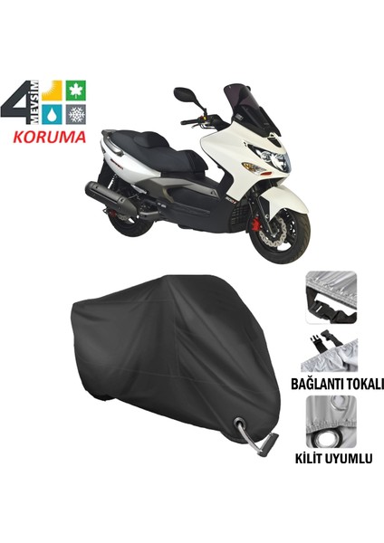 Kymco Xciting 250I Branda Motosiklet Brandası Bağlantı ve Kilit Uyumlu Siyah