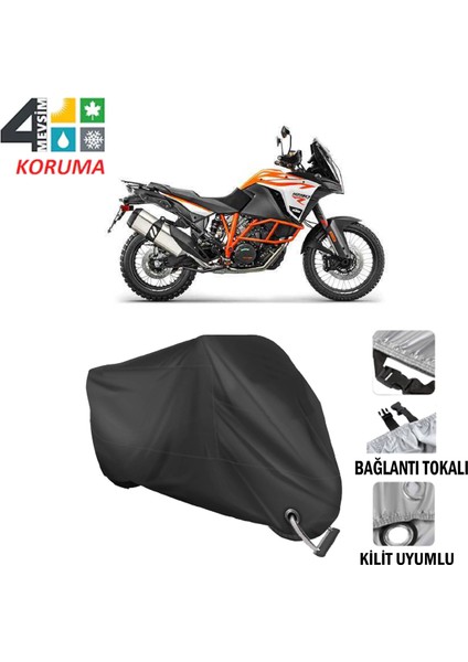 Ktm 1290 Super Adventure Branda Motosiklet Brandası Bağlantı ve Kilit Uyumlu Siyah
