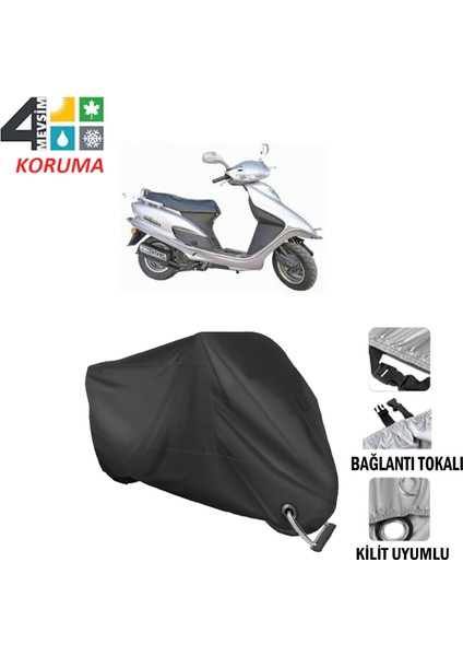 Hyundai Cityzen 125 Branda Motosiklet Brandası Bağlantı ve Kilit Uyumlu Siyah