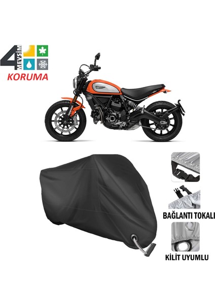 Ducati Scrambler Icon Branda Motosiklet Brandası Bağlantı ve Kilit Uyumlu Siyah