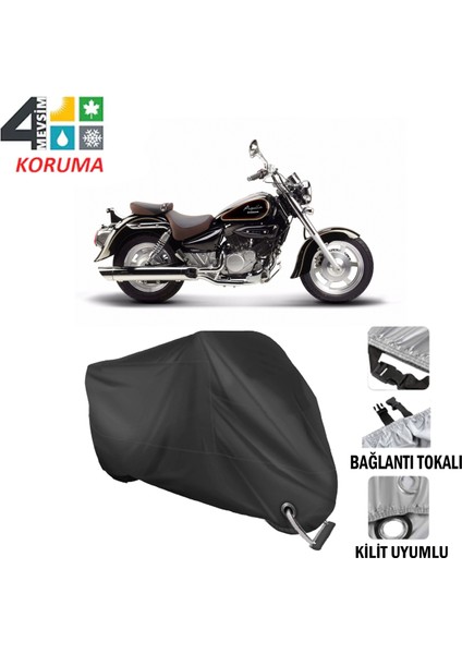 Hyosung Gv 250 Branda Motosiklet Brandası Bağlantı ve Kilit Uyumlu Siyah