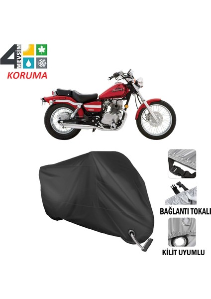 Honda Cmx 250 Rebel Branda Motosiklet Brandası Bağlantı ve Kilit Uyumlu Siyah