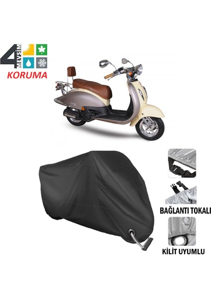 Asya Nostalji 125 Branda Motosiklet Brandası Bağlantı ve Kilit Uyumlu Siyah