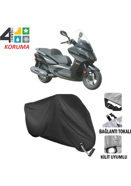 Kymco Downtown 300I Branda Motosiklet Brandası Bağlantı ve Kilit Uyumlu Siyah