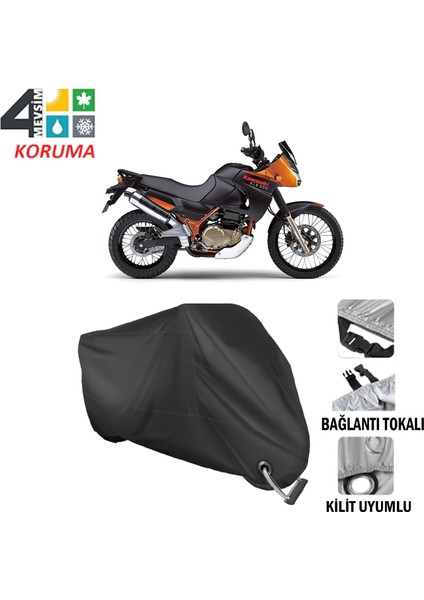 Kawasaki Kle 500 Branda Motosiklet Brandası Bağlantı ve Kilit Uyumlu Siyah