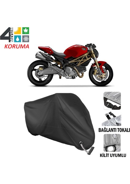 Ducati Monster 696 Branda Motosiklet Brandası Bağlantı ve Kilit Uyumlu Siyah