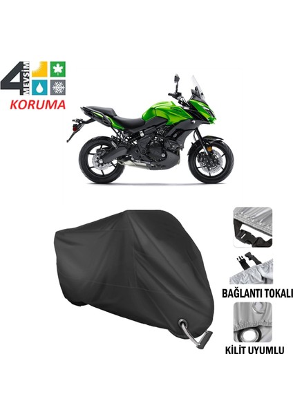 Kawasaki Kle 650 Versys Branda Motosiklet Brandası Bağlantı ve Kilit Uyumlu Siyah