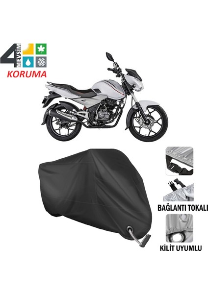 Bajaj Discover 125 St Branda Motosiklet Brandası Bağlantı ve Kilit Uyumlu Siyah
