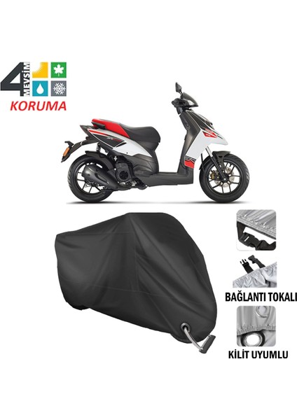 Aprilia Sr 150 Branda Motosiklet Brandası Bağlantı ve Kilit Uyumlu Siyah