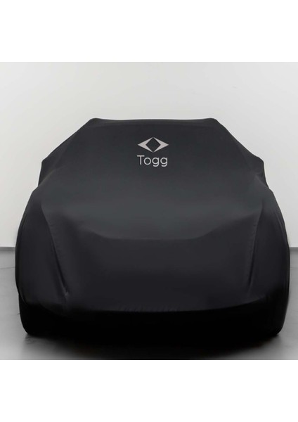 Togg T10X (2023-) Kumaş Logolu Oto Branda Penye Örtü Siyah