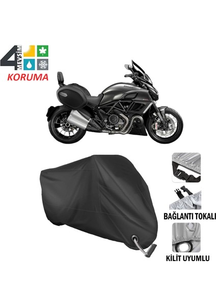 Ducati Diavel Strada Branda Motosiklet Brandası Bağlantı ve Kilit Uyumlu Siyah