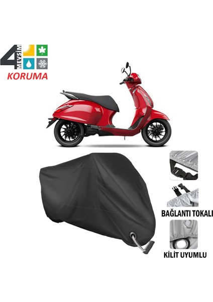 Bajaj Scooter Branda Motosiklet Brandası Bağlantı ve Kilit Uyumlu Siyah