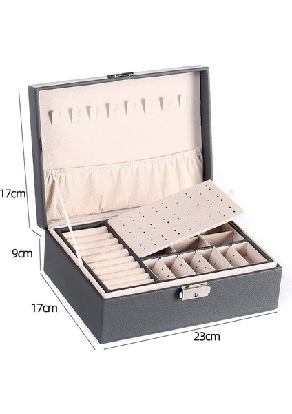 Çift Katmanlı Kadife Takı Kutusu - Siyah (Yurt Dışından)