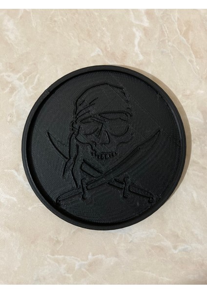 Pirate Skull - Korsan Bardak Altlığı Seti - Organik Plastik