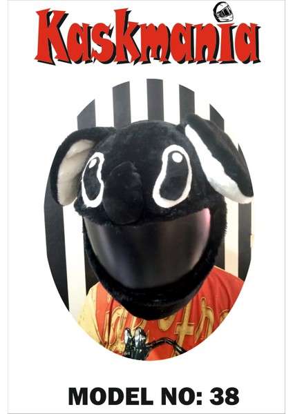 Peluş Kask Kılıfı Siyah Stitch