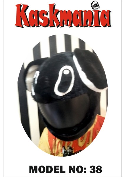 Peluş Kask Kılıfı Siyah Stitch