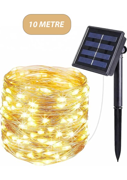Su Geçirmez 10 Metre Güneş Enerjili Dış Mekan Solar Peri Ip LED Işık Dekoratif Bahçe Aydınlatma