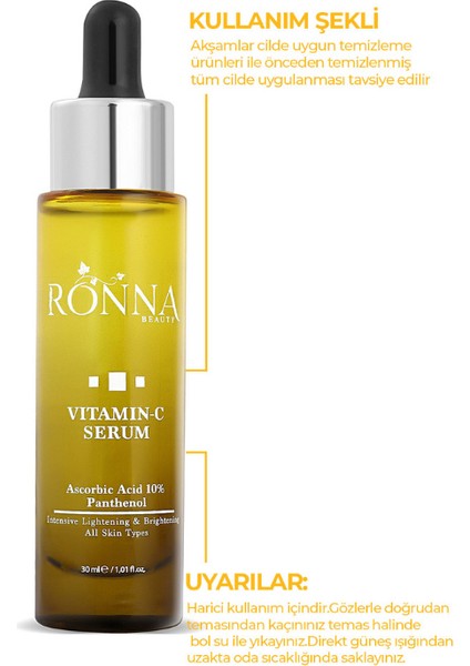 Cilt Tonu Eşitleyici Vitamin C Serum 30 ml Ascorbic Acid 10% Panthenol fiyatları