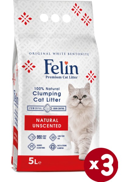Naturel Kokusuz Topaklanan İnce Taneli Kedi Kumu 5lx3