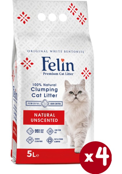 Naturel Kokusuz Topaklanan İnce Taneli Kedi Kumu 5lx4