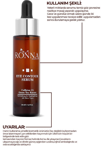 Göz Çevresi Eye Contour Serum - Caffeine 5% Green Tea Extract - 30 Ml