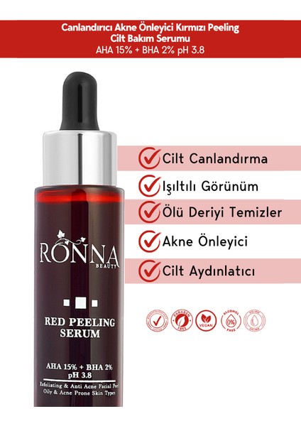 Akneli Cilt Düzenleyici Red Peeling Serum 30 ml AHA 15%+BHA 2% pH3.8 fiyatları
