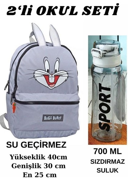 Orjinal Optizon 2'li Okul Seti - Kulaklı Bugs Bunny Çanta