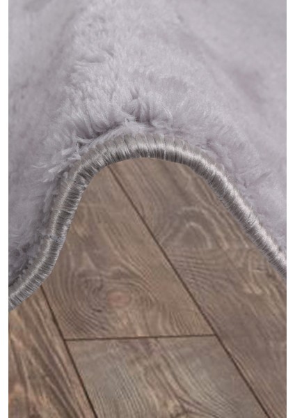 Elite Gri 120X120 cm Yuvarlak Peluş Banyo Halısı Kaymaz Taban Pufidik Banyo Paspası