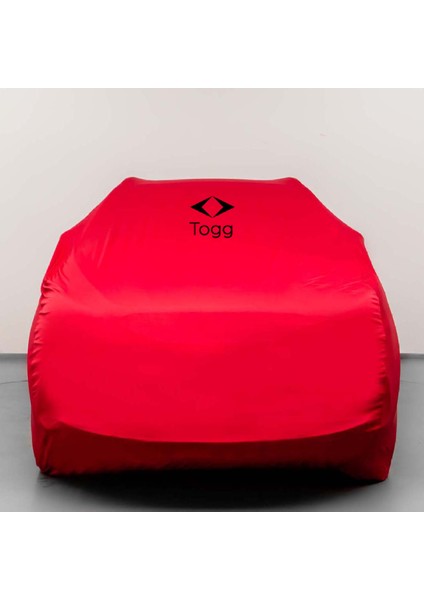 Togg T10X (2023-) Kumaş Logolu Oto Branda Penye Örtü Kırmızı