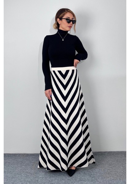 Kadın Geo Maksi Premium Triko Etek