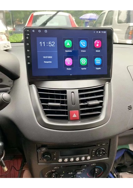 Peugeot 207 Android Sürüm 13 Kablosuz Carplay Navigasyon Multimedya 9 Inç Ekran 2gb Ram 32GB Rom Hafıza