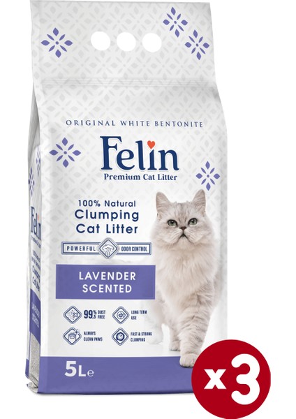 Lavanta Kokulu Topaklanan İnce Taneli Kedi Kumu 5lx3